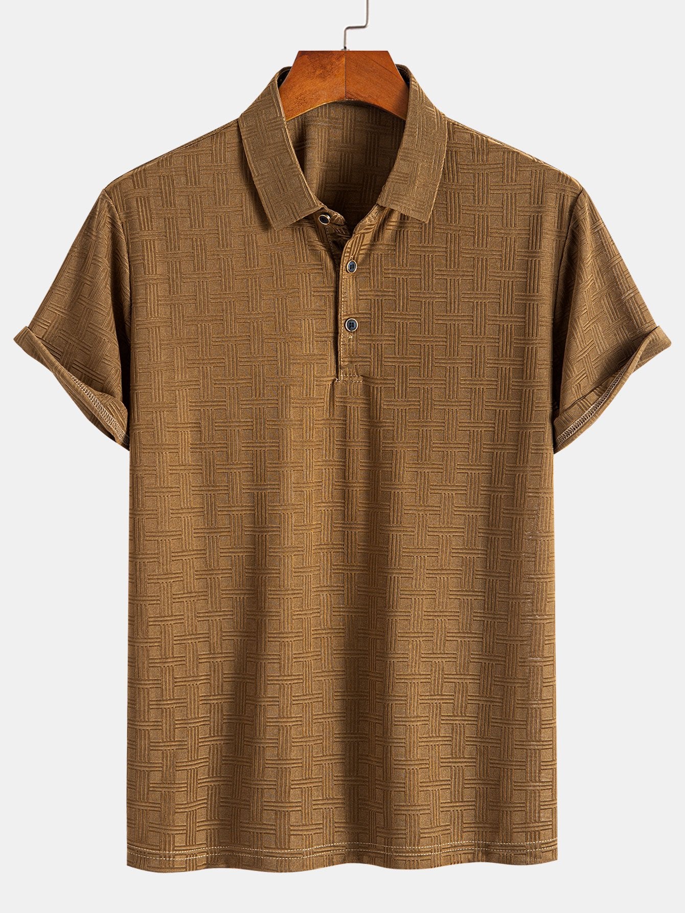 Short Sleeve Knitted Textured Polo