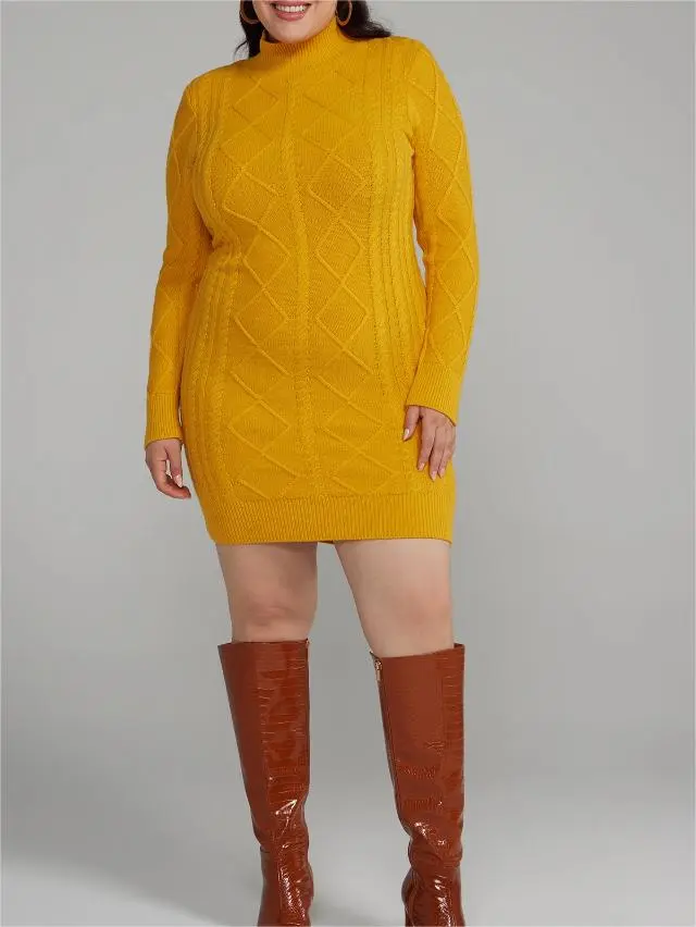 Back Cutout Cable Knit Sweater Dress