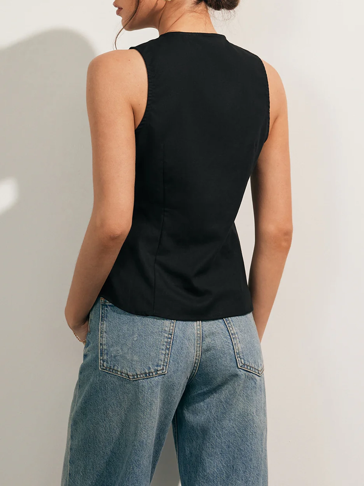 Linen Blends Button Up Tank Top