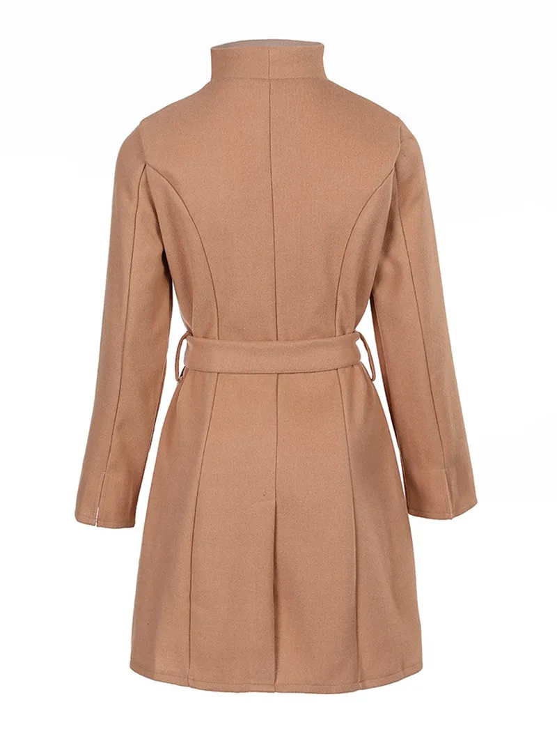 Women's solid color woolen coat