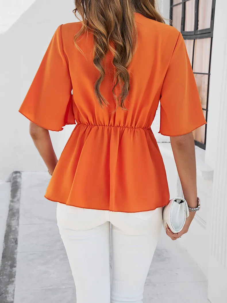 Solid Color Elegant Strappy Tunic Top