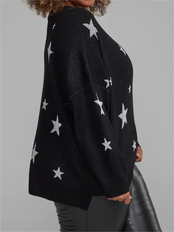 Metallic Star Pullover Sweater