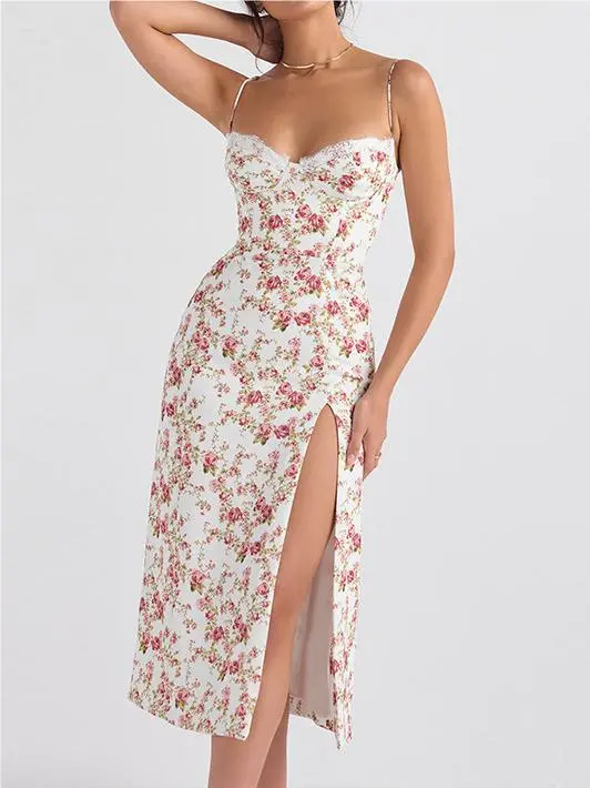 Floral Slit Slip Dress