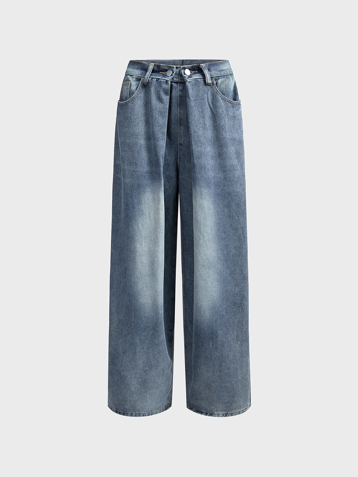 Denim Plain Wide Leg Pants Jeans