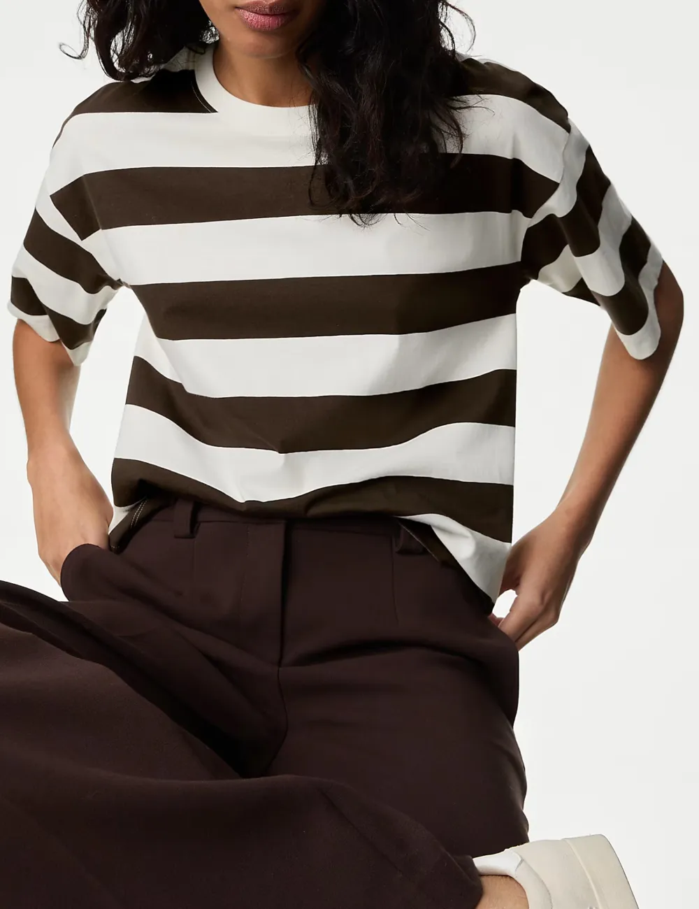 Pure Cotton Striped Boxy T-Shirt