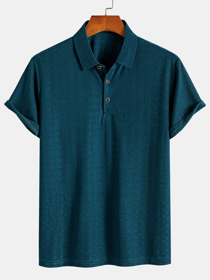 Short Sleeve Knitted Textured Polo