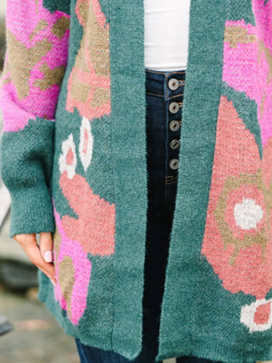 Green Floral Cardigan