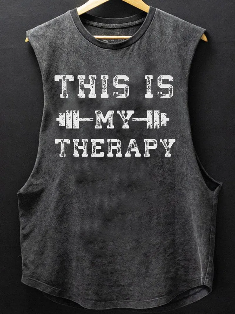 THIS IS MY THERAPY SCOOP BOTTOM COTTON TANK