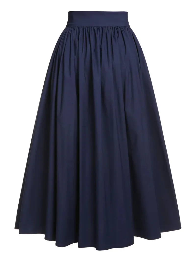 DARK BLUE GRAY 1960S SOLID UMBRELLA SKIRT