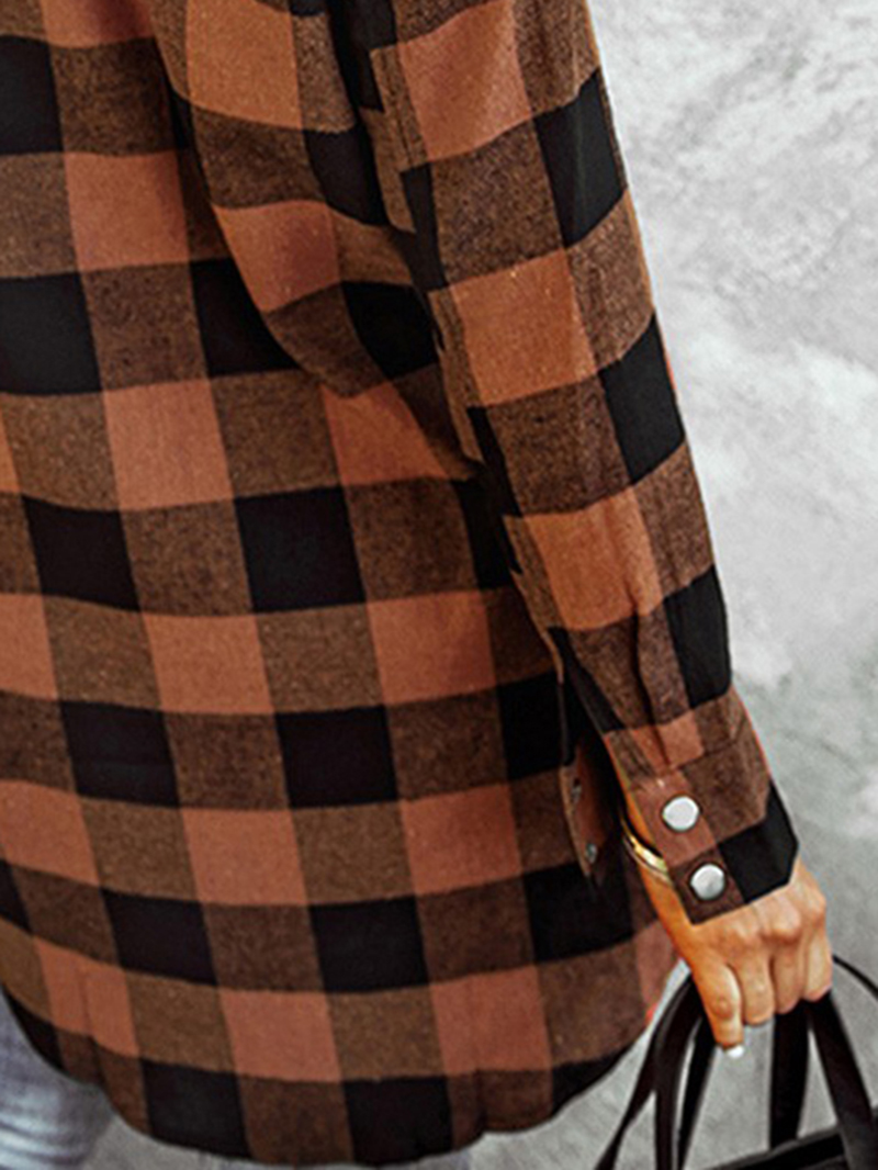 Casual retro contrast plaid jacket