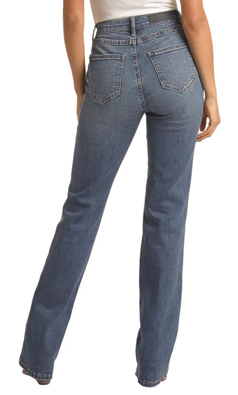 Button Bells High Rise Extra Stretch Two Tone Jeans