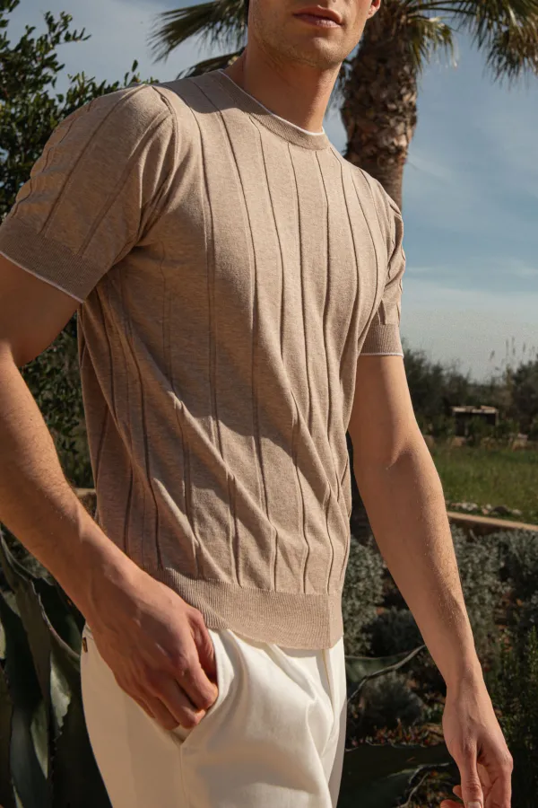 Taupe Ribbed T-Shirt