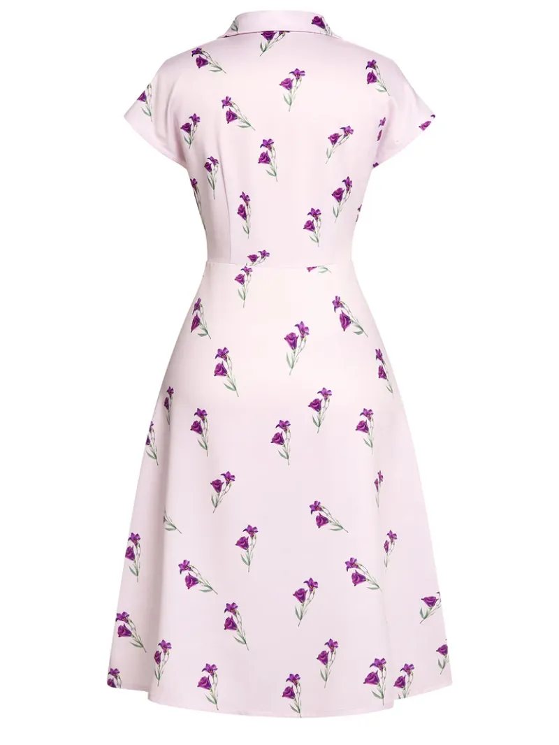 PURPLE 1940S PETUNIA LAPEL DRESS