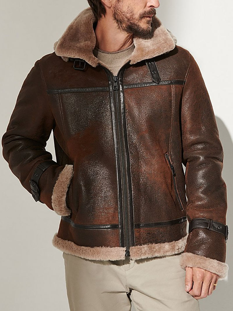 Classic Burnt Cognac Edition Sheepskin B-3 Bomber Jacket