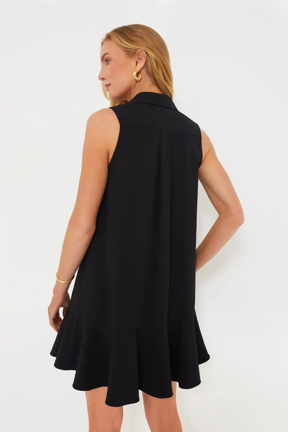 Black Crepe Sleeveless Callahan Shirt Dress