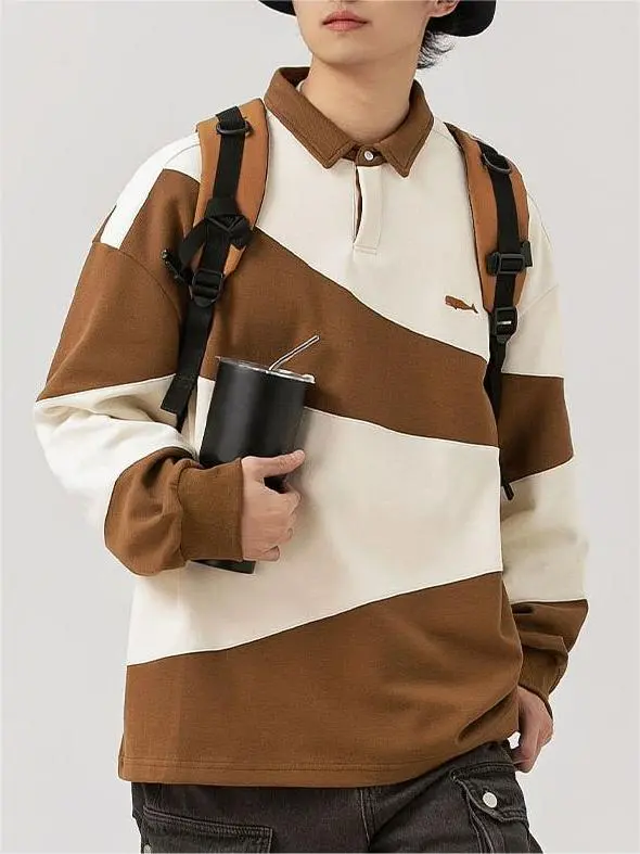 Versatile Embroidered Half Pullover Polo Shirt