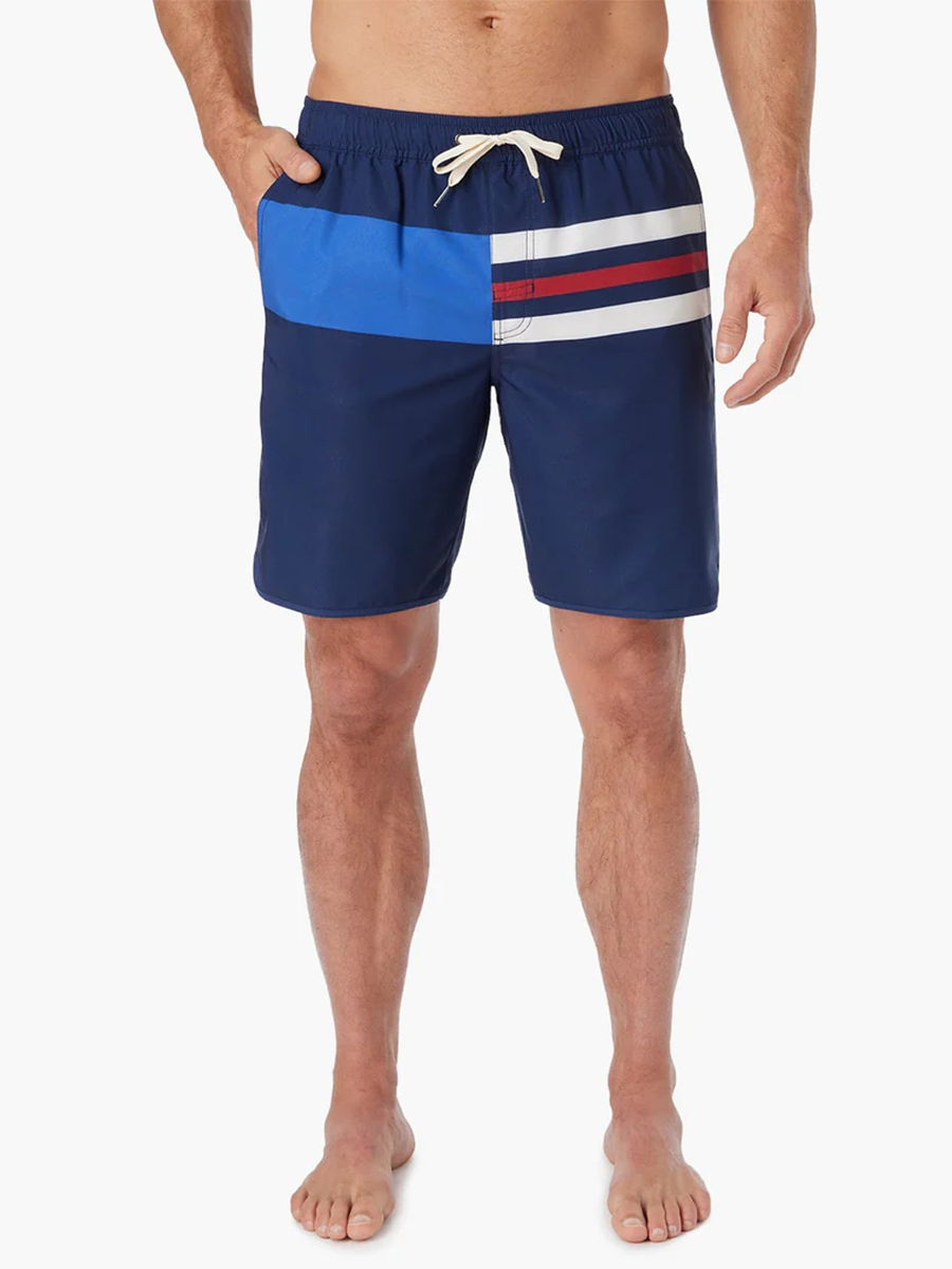 Men's color block striped beach shorts