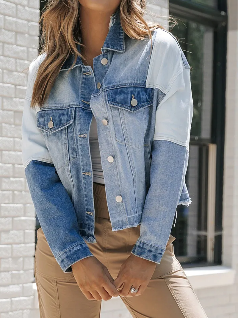 Women's contrast patchwork denim jacket