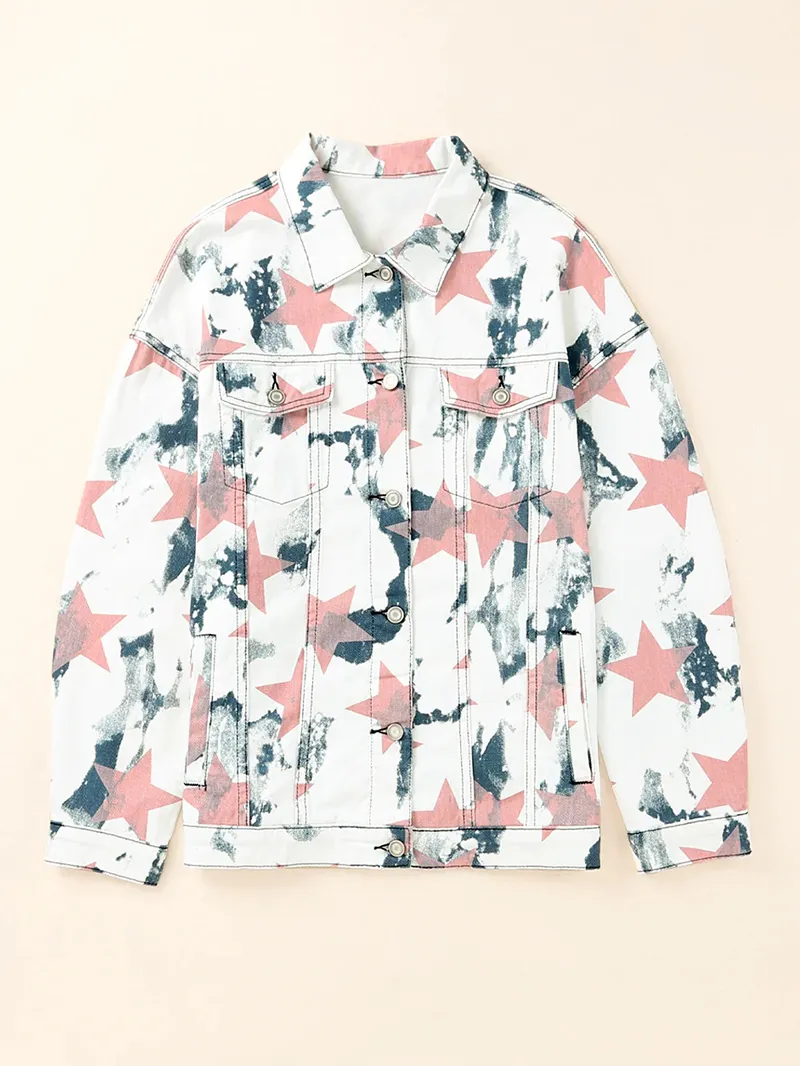 Women's contrast star print denim jacket