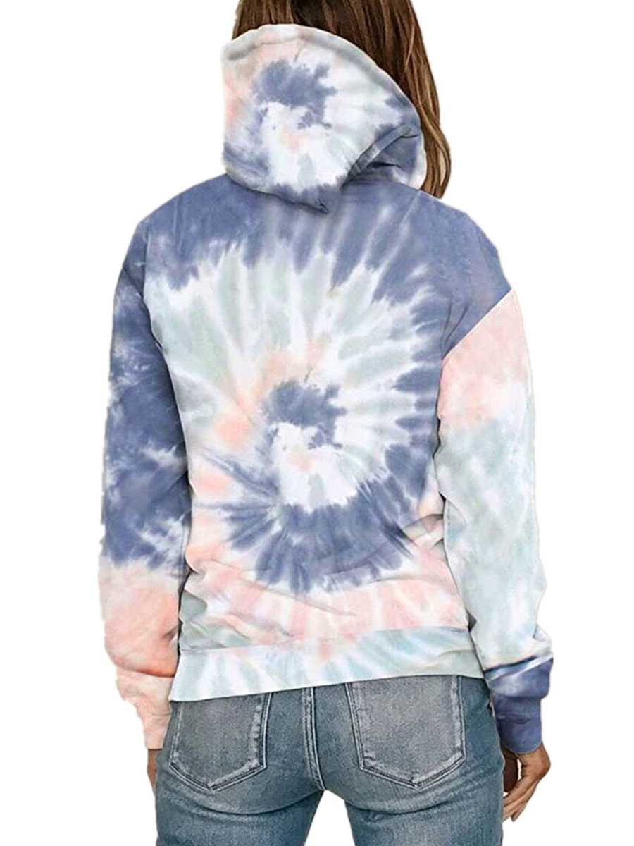 Loose Tie Dye Printed Hooded Long Sleeve Sweatshirt