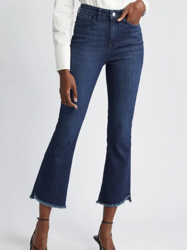 High Rise Two-Tone Flare Jeans