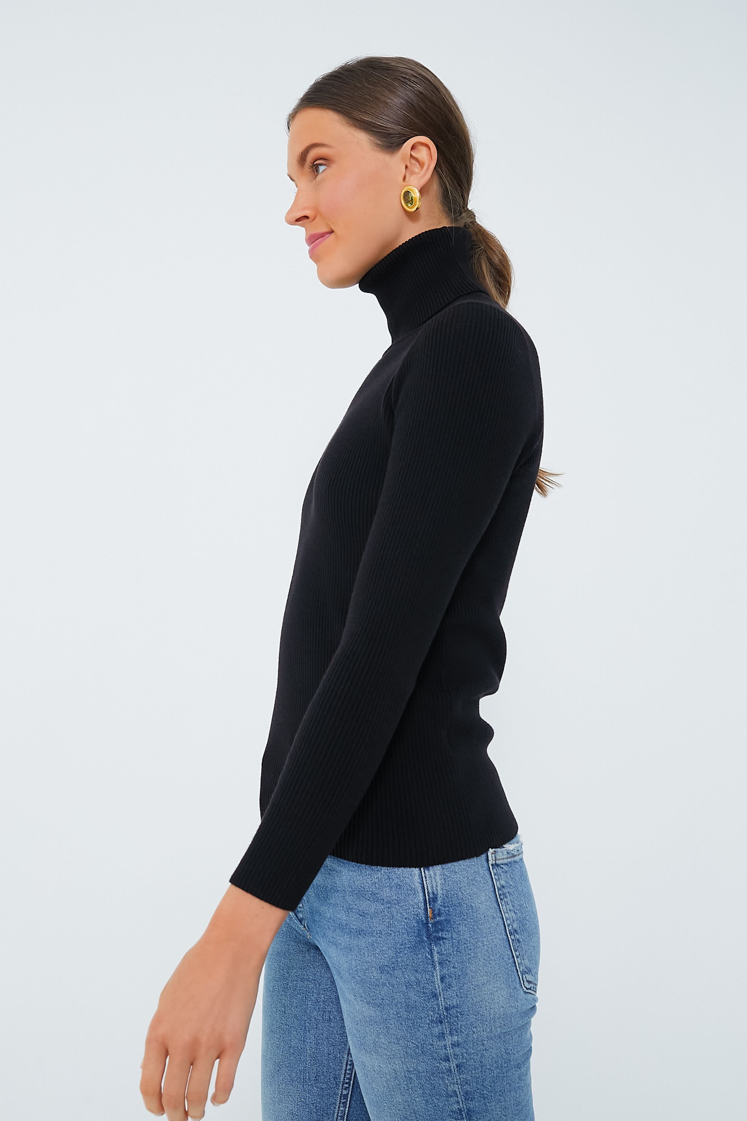 Black Arlo Ribbed Turtleneck