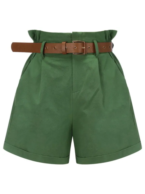 DARK GREEN 1960S SOLID VINTAGE SHORTS