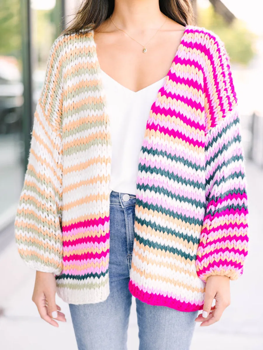 Multicolored Striped Cardigan