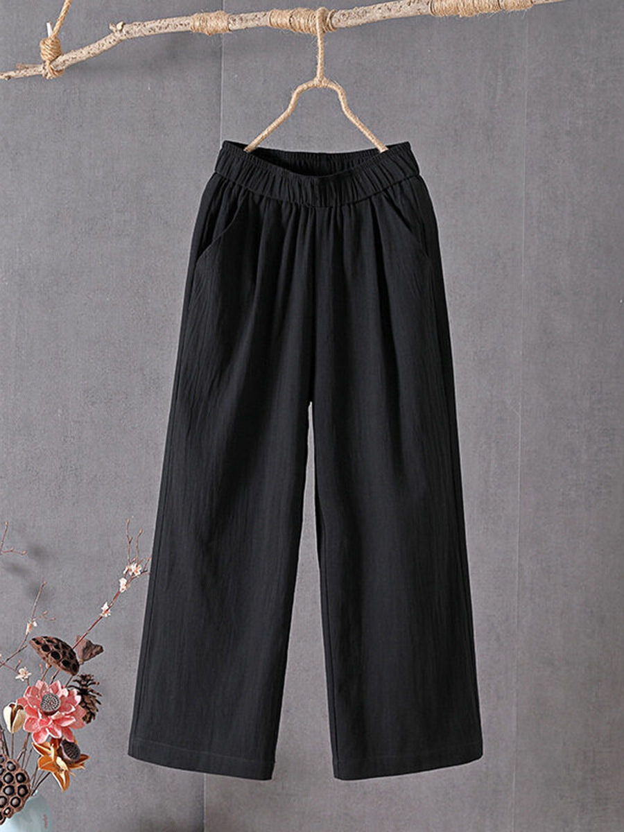 Casual pocket cotton and linen pants