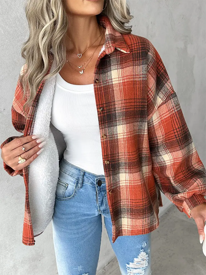 Casual thick plaid women's jacket