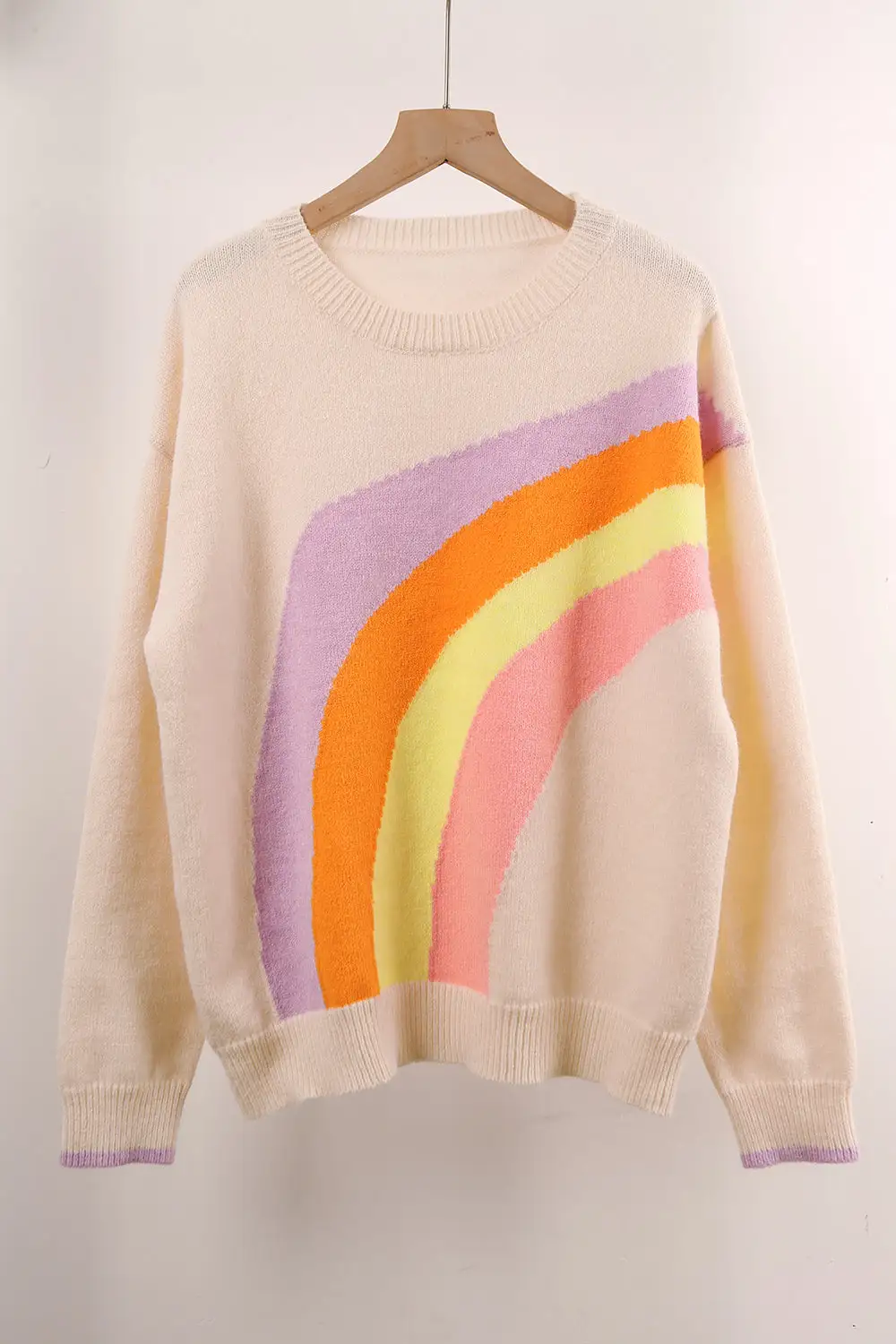 Spliced Rainbow Striped Sweater