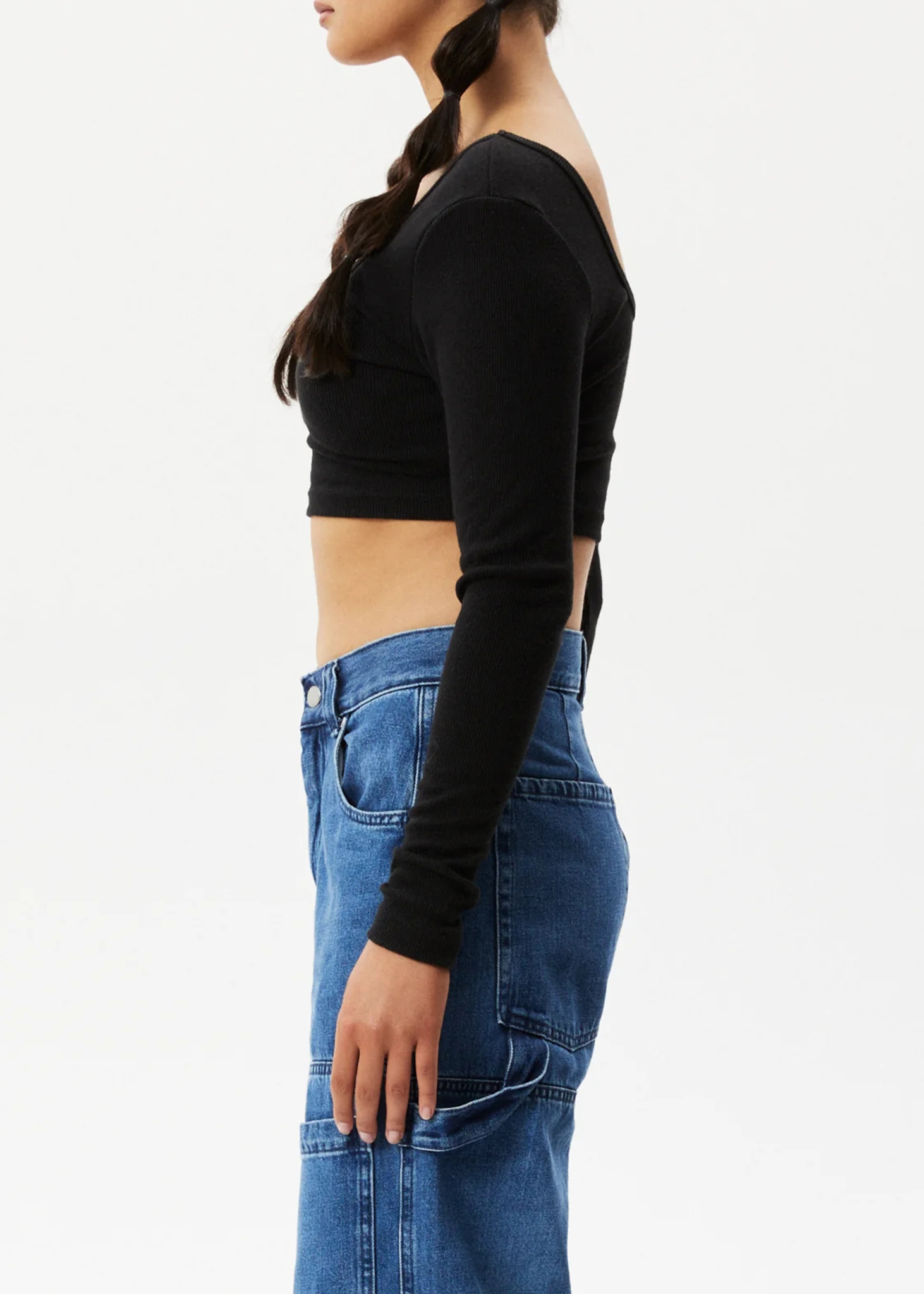 MILLA - HEMP RIBBED LONG SLEEVE CROPPED TOP