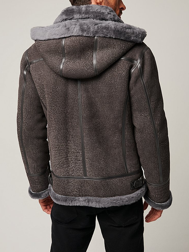 Classic Pebble Grey Edition Sheepskin B-3 Bomber Jacket