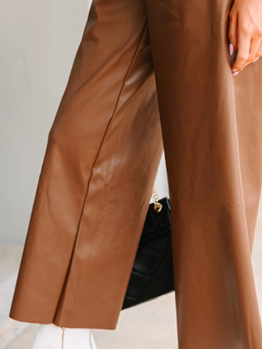 Brown Faux Leather Pants