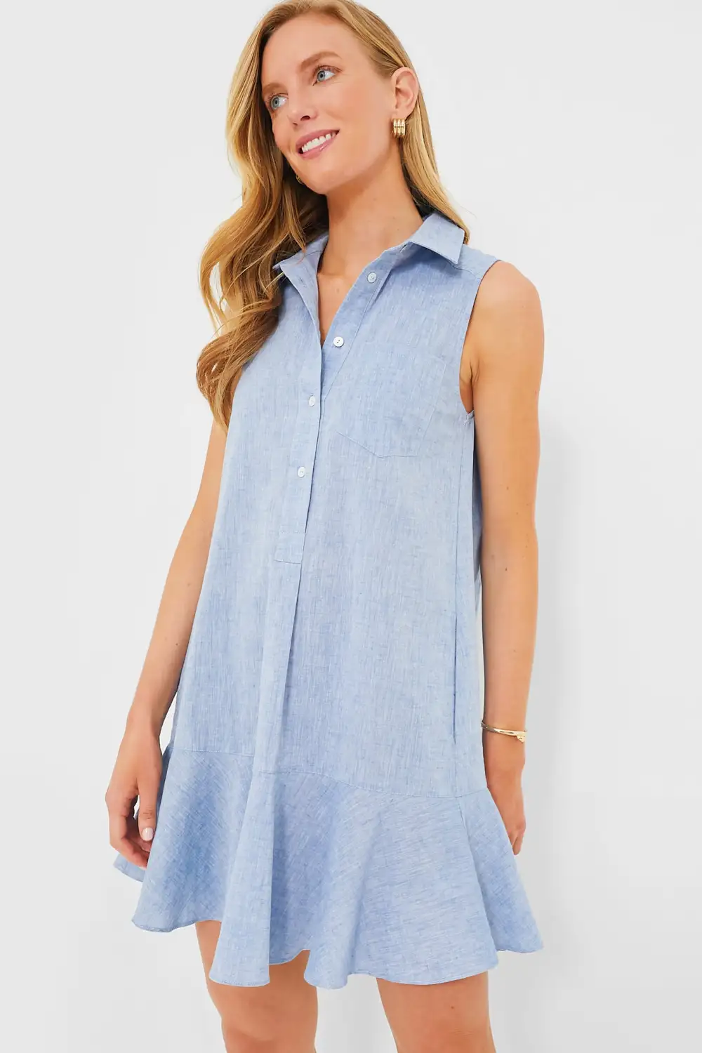 Chambray Sleeveless Callahan Shirt Dress