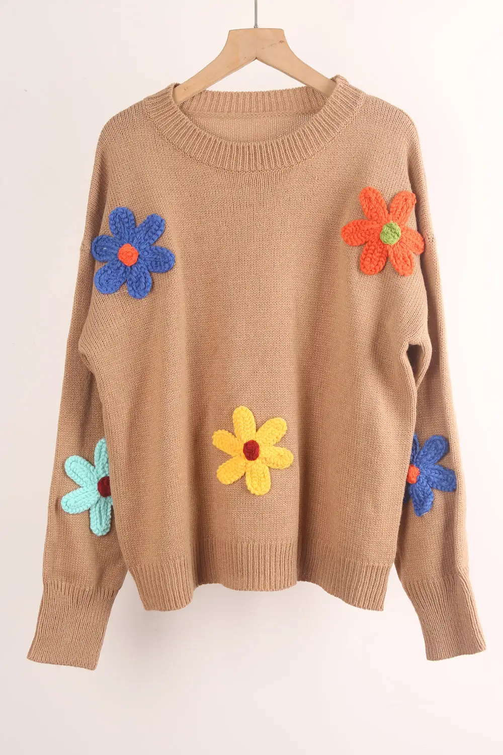 Loose Flower Round Neck Sweater