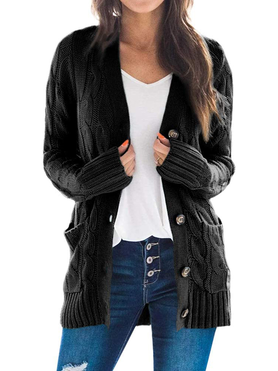 Women's Solid Color Cardigan Jacket