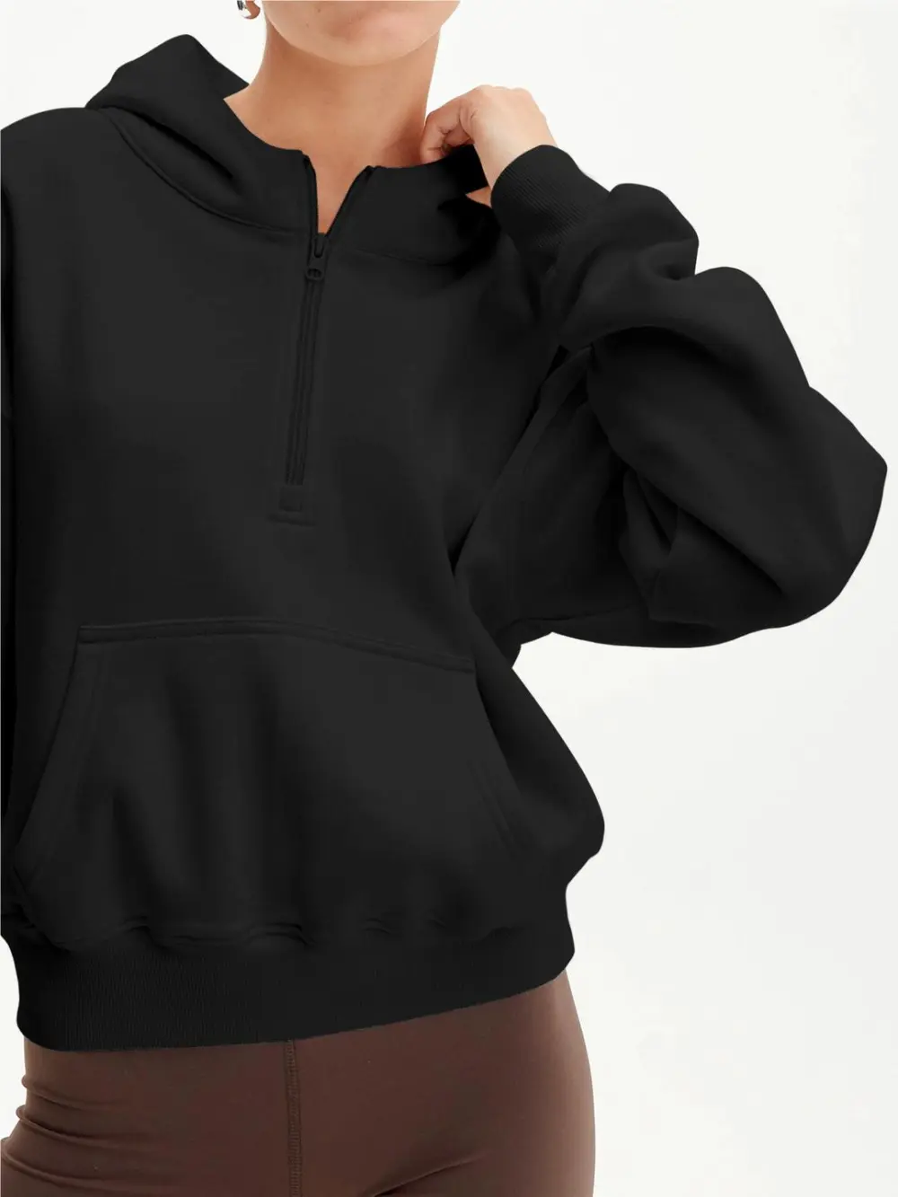 Zippered Long-sleeved Pullover Hoodie