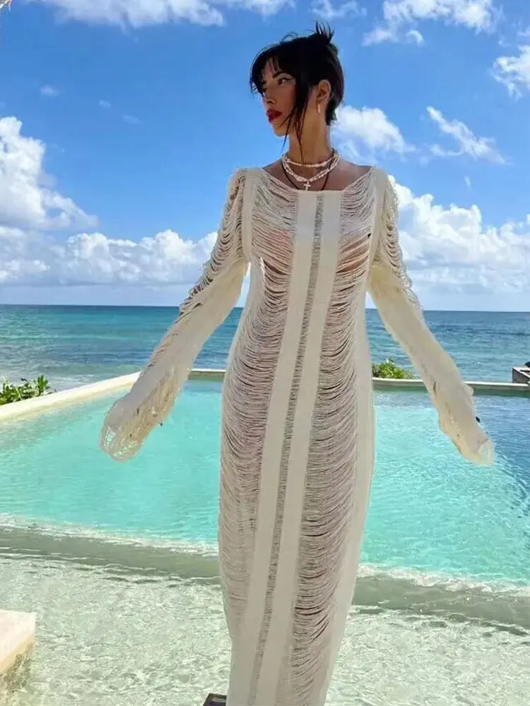 Fringe Backless Cover-up Dress