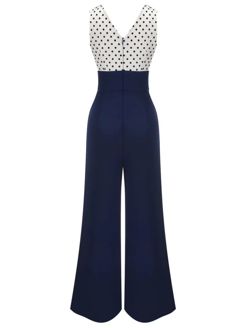 1930S POLKA DOT PATCHWORK BUTTON JUMPSUIT