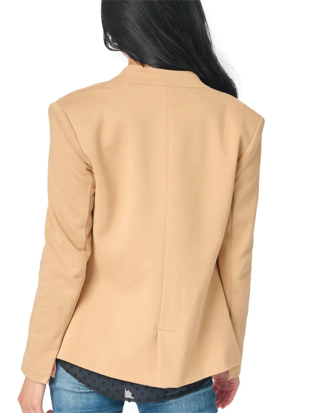 Inverted Notch Collar Cotton Blend Knit Blazer