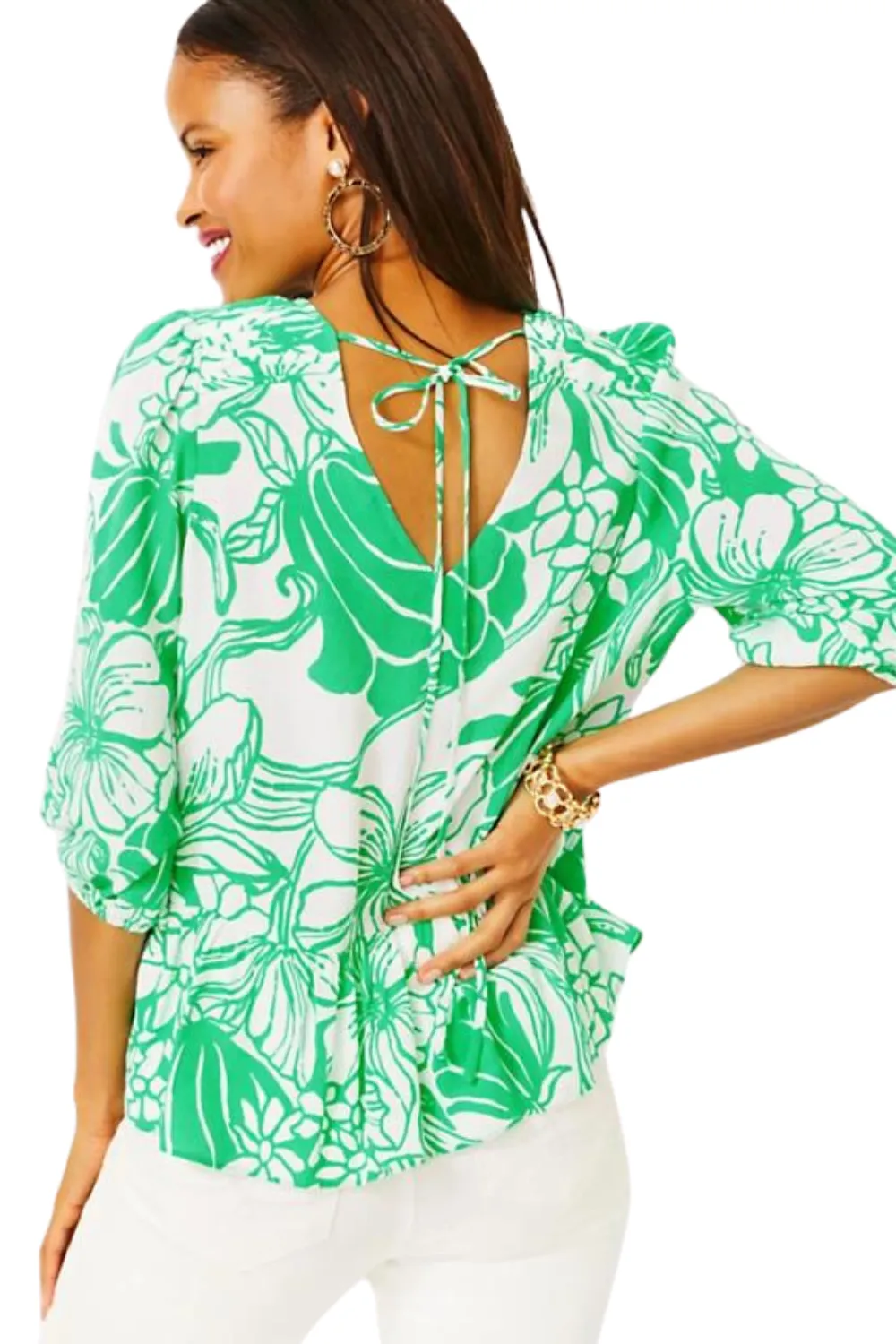 Lilly Pulitzer Aranea 3/4 Sleeve Top - Oversized Kiss My Tulips