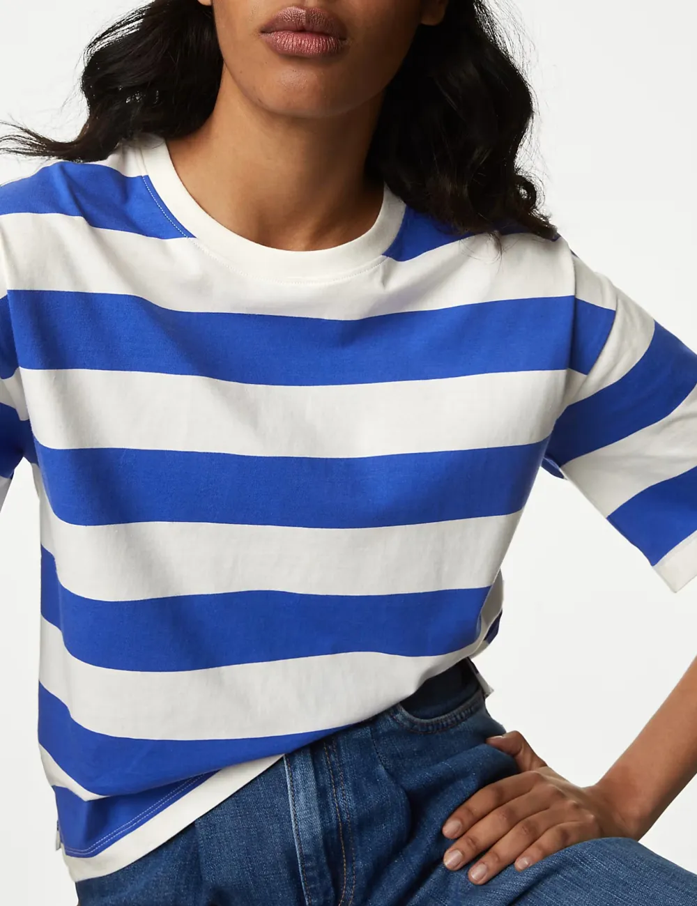 Pure Cotton Striped Boxy T-Shirt