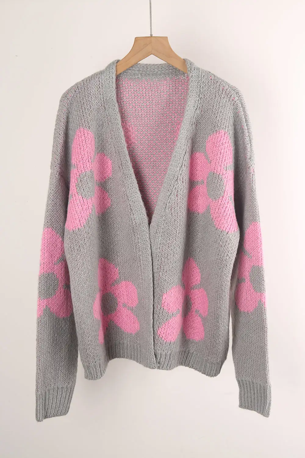 Printed Cardigan Flower Sweater