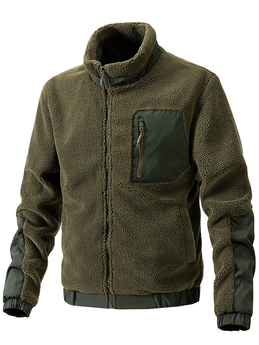 Men's polar fleece stand collar jacket