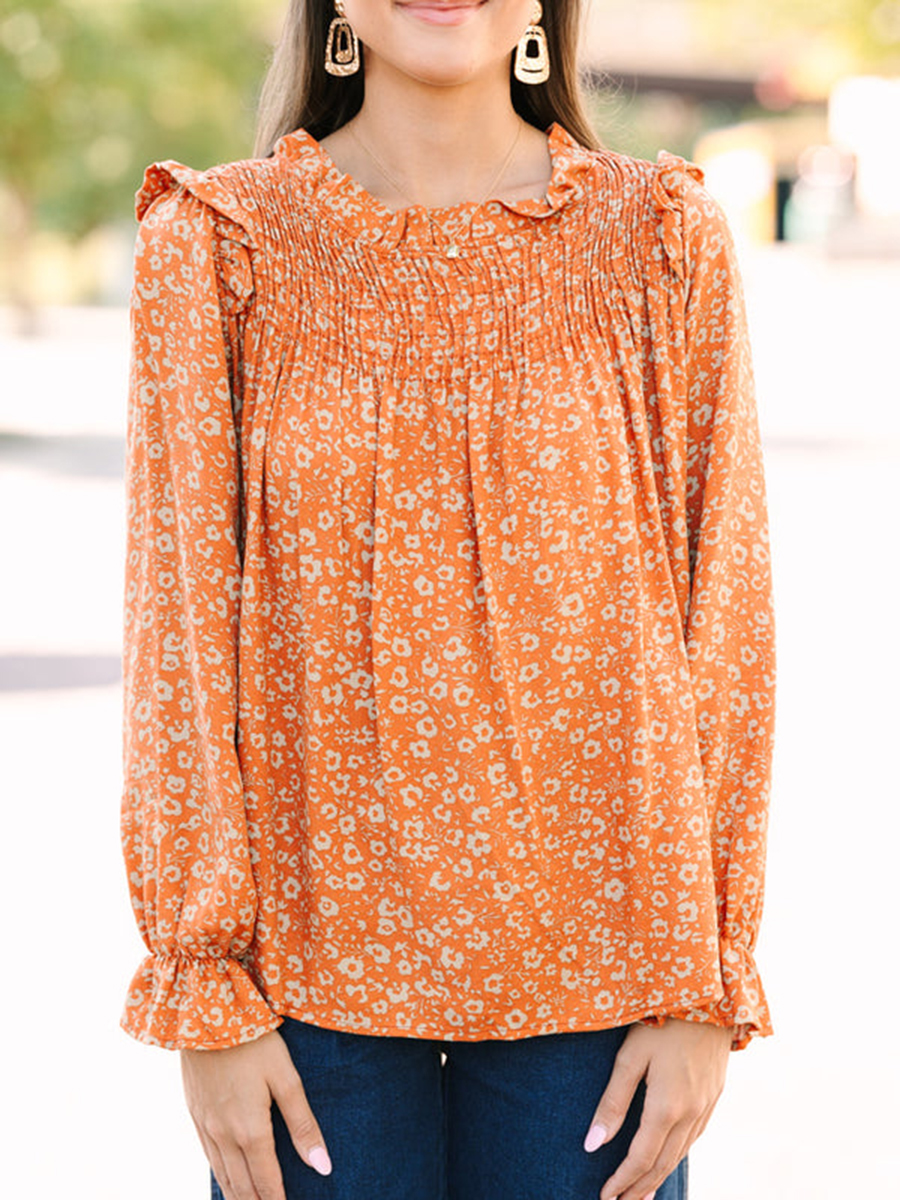 Rust Orange Floral Shirt