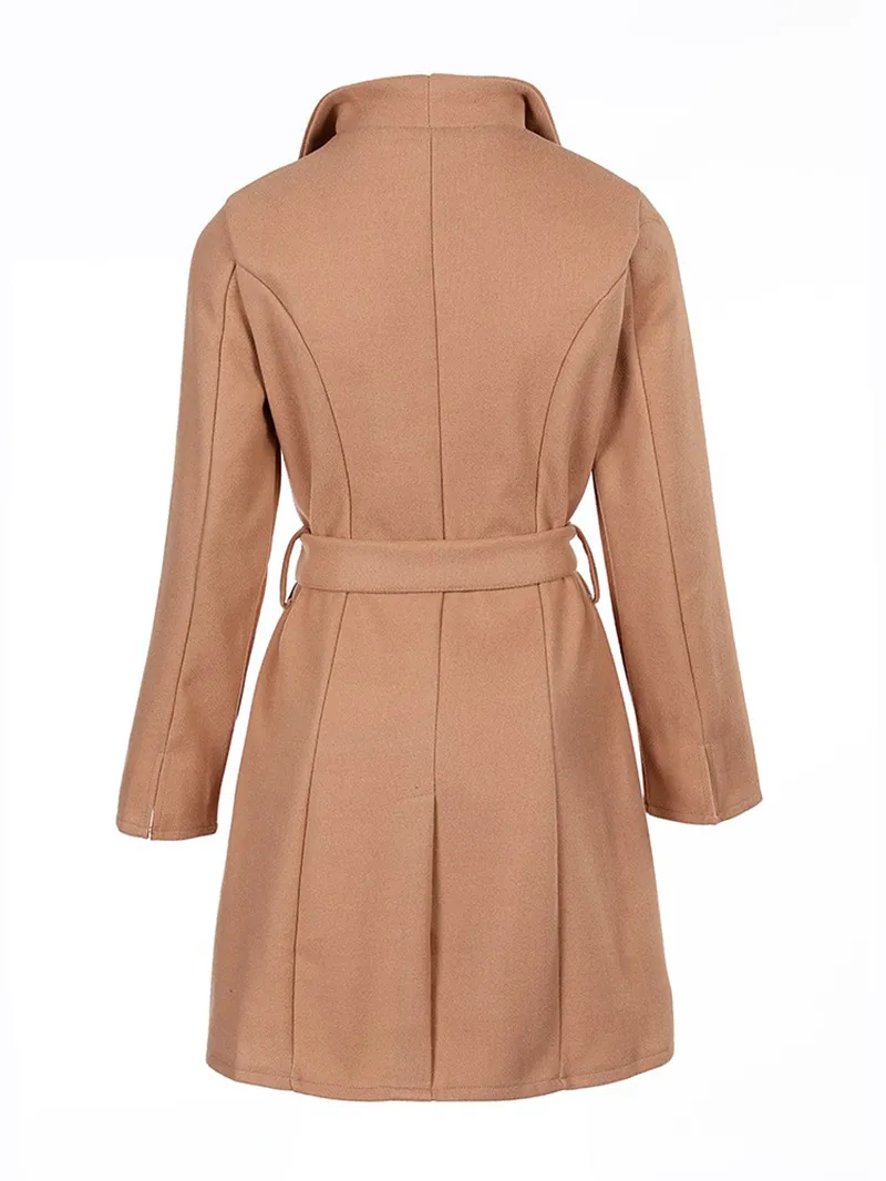 Women's solid color woolen coat