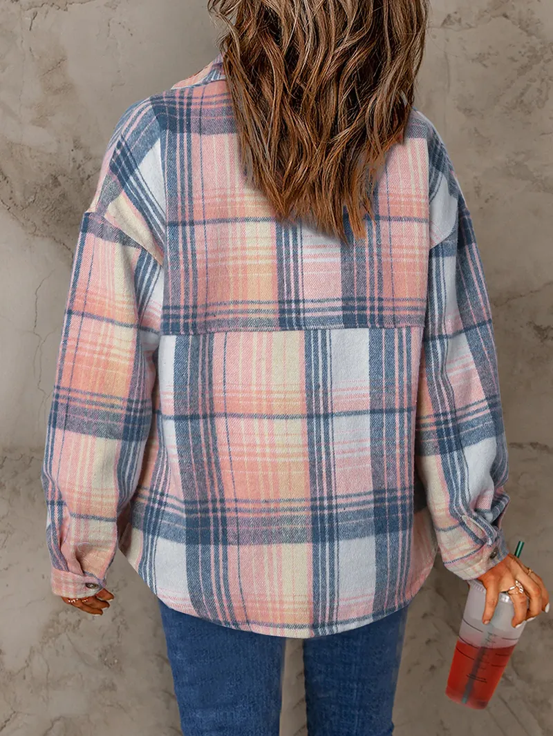 Ladies classic simple plaid coat