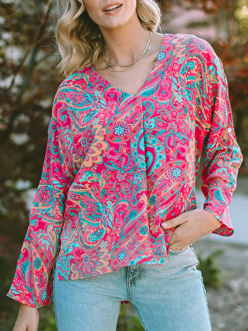 V NECK SHIFT CASUAL BLOUSE