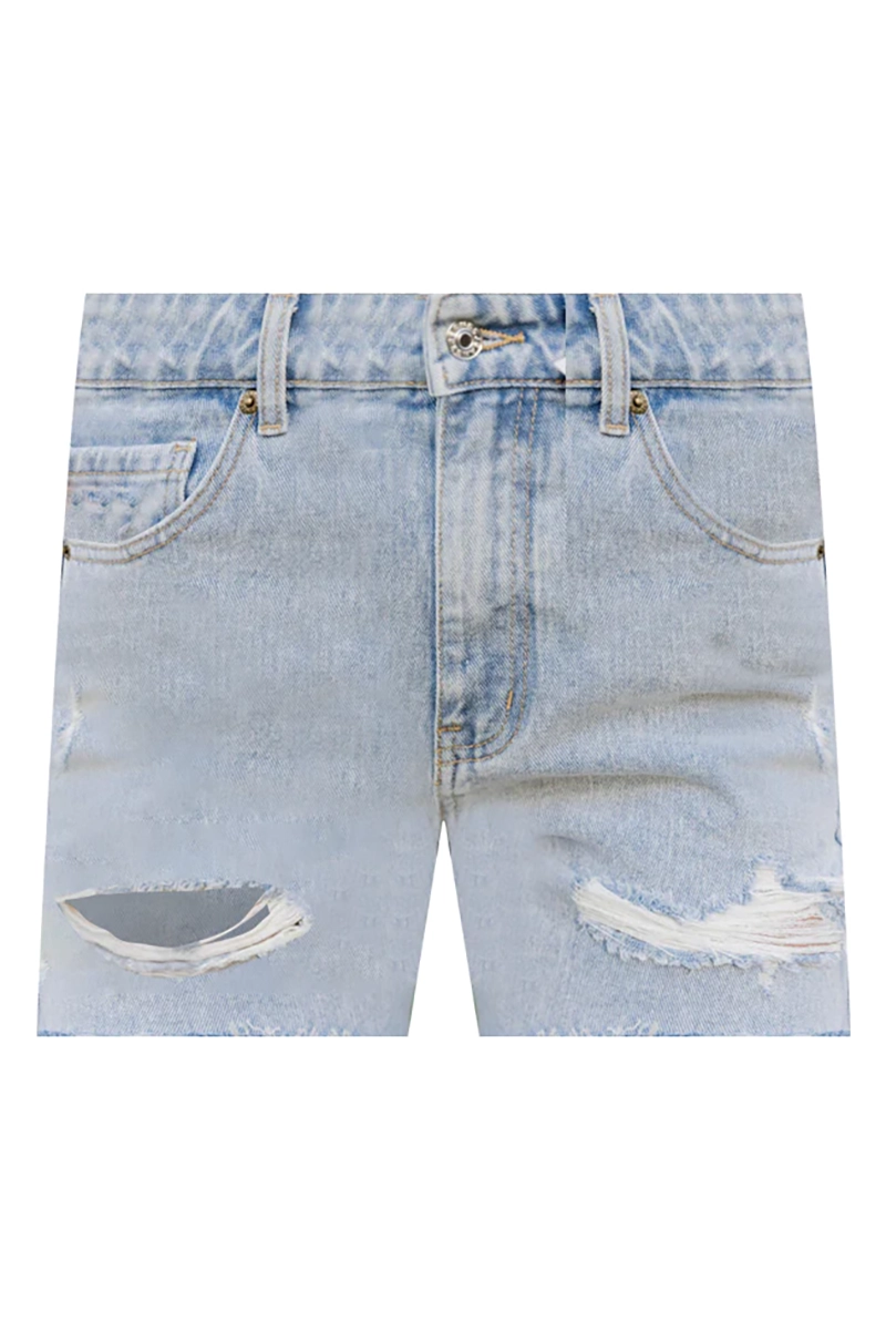 Ready And Waiting Light Wash Distressed Denim Shorts